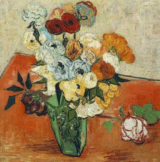 Vincent Van Gogh Japanese Vase with Roses and Anemones